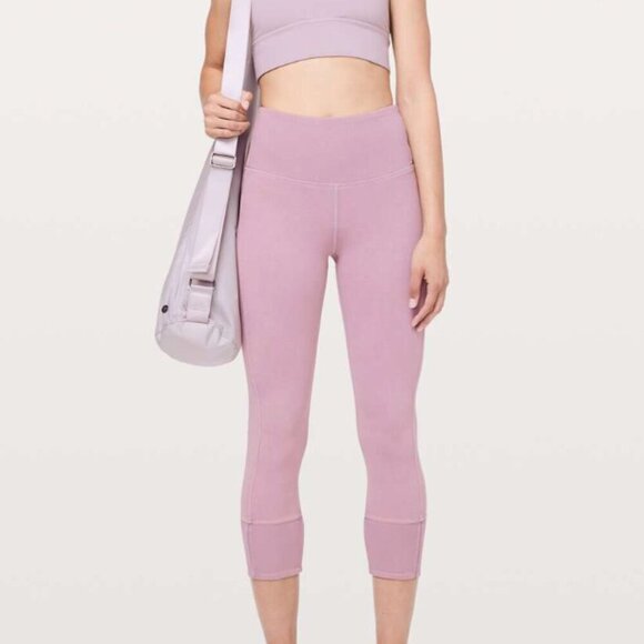 Lululemon Wunder Under Crop 23" *Ribbed Washed Antoinette Size 8 - Picture 1 of 14